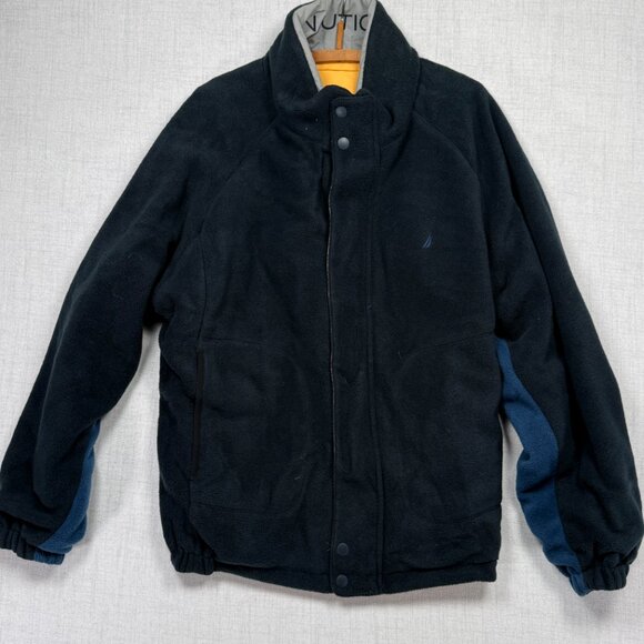 Vintage Nautica Reversible Jacket Yellow Navy Fleece Shell Zip Front Size XXL - Picture 6 of 14